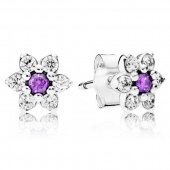 Пандора Серьги-пусеты из серебра Незабудка 