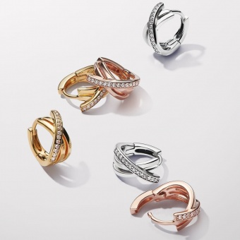 Пандора Серьги-кольца «Ленты с паве» 