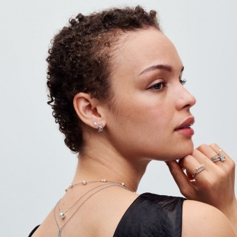 Пандора Серьги-кольца «Ленты с паве» 