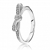 Кольцо из серебра с цирконием, бантик