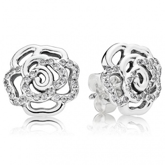 Пандора Серьги-пусеты «Сияющая роза» 