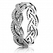 Кольцо из серебра плетеное с кубическим цирконием