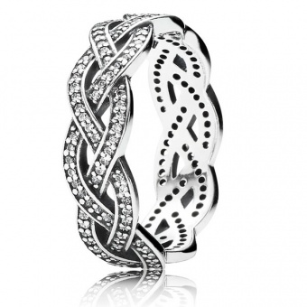 Пандора Кольцо из серебра плетеное с кубическим цирконием